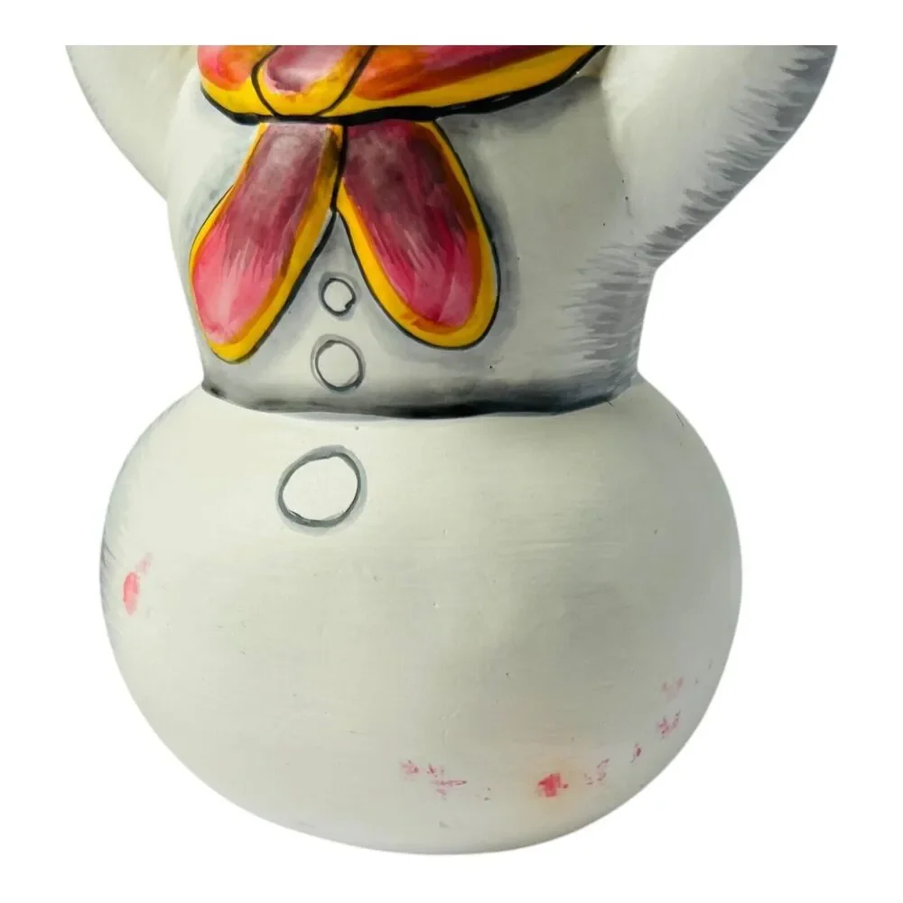 Contemporary Hand Painted Wooden Snowman Wired Peace Fair Trade Whimsical Figure